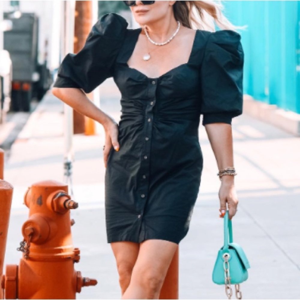 Lovers + Friends Black Puff Sleeve Dress